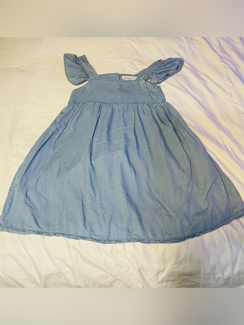 Katwalk Light Blue Ruffle sleeve dress with pockets-Small